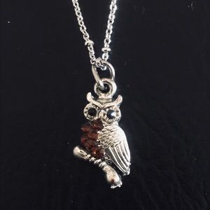 💗 Owl Crystal Charm Necklace 19” NEW